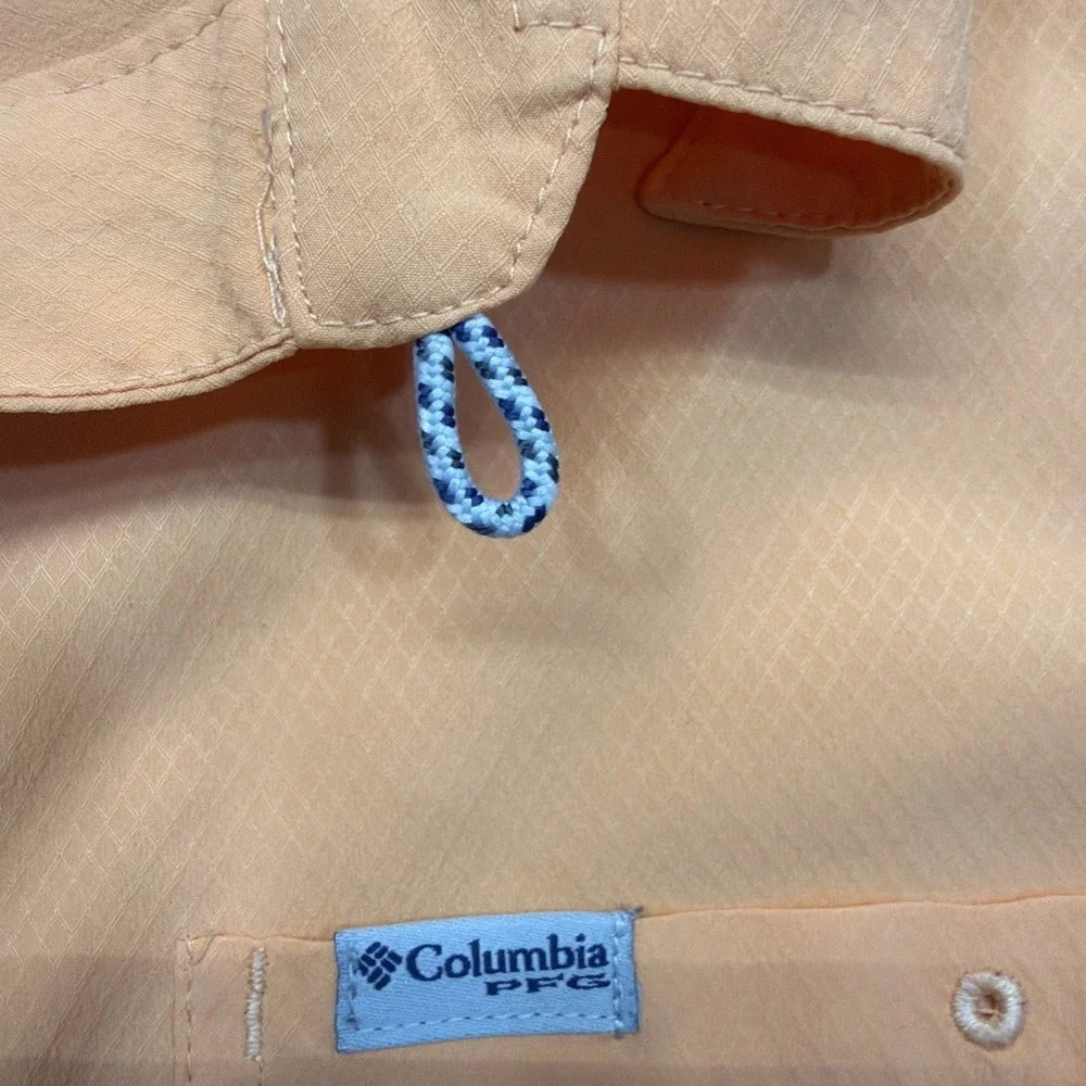 Columbia PFG Outdoor Vented Omni Shade Button Up Shirt Pockets Orange Mens XL - Picture 10 of 16